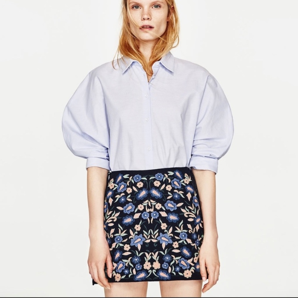 Zara floral embroidered skirt
